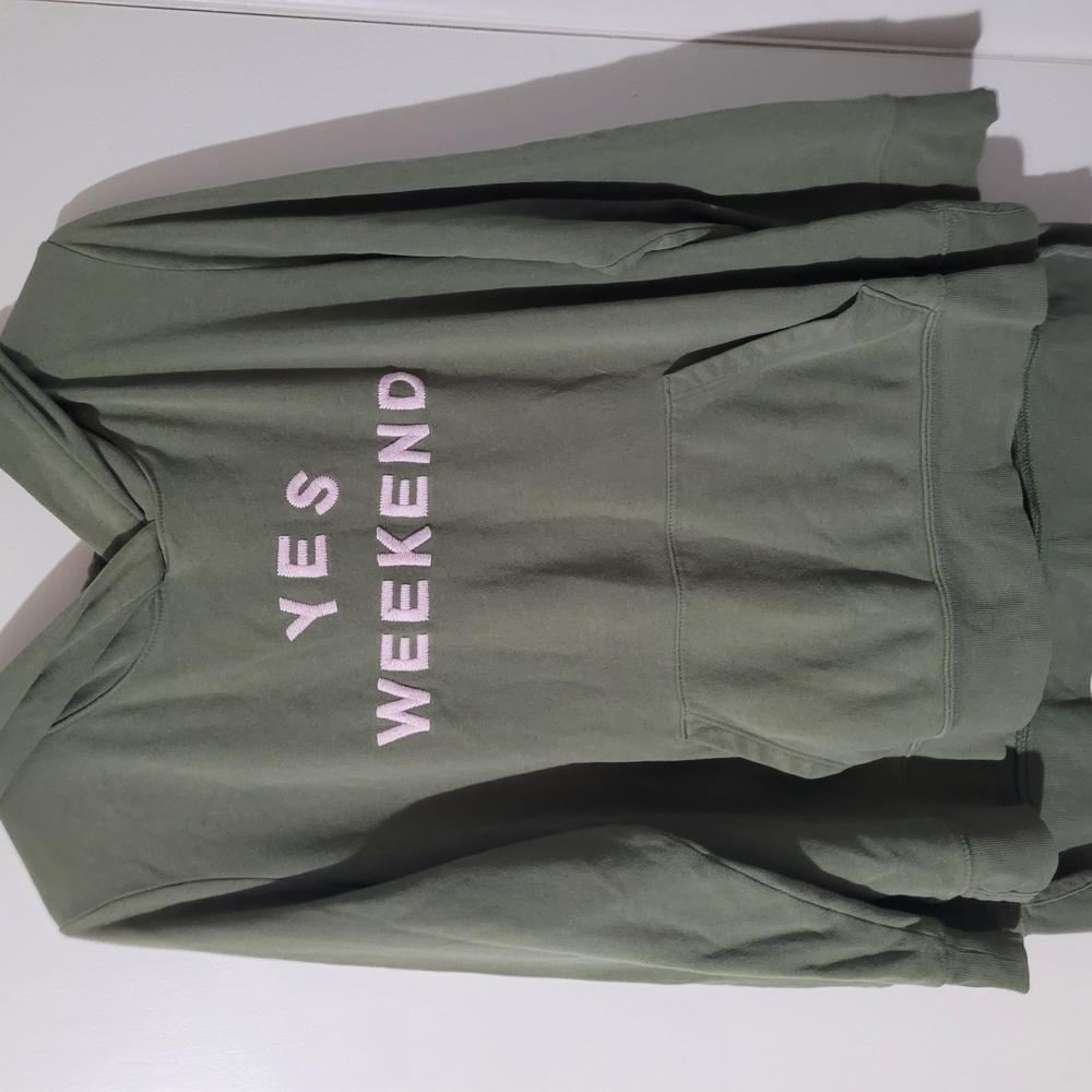 Old Navy Green Hoodie with Pink Text